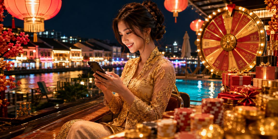 Suasana permainan roulette dalam talian dengan pakaian kebaya Melayu Melaka