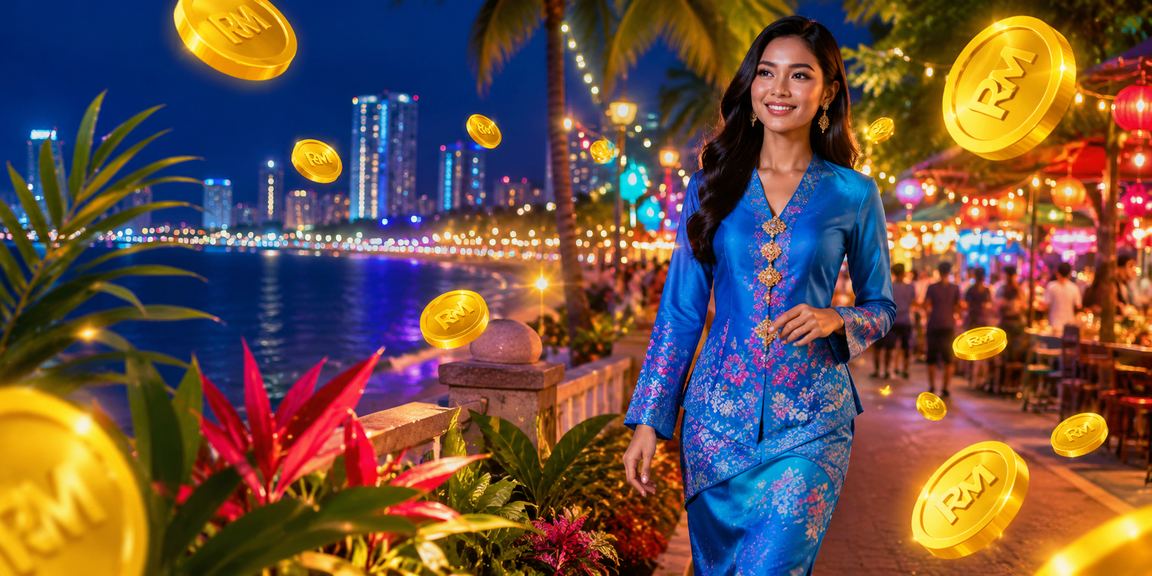 Suasana hiburan kasino dalam talian di Penang dengan pakaian tradisional baju kurung
